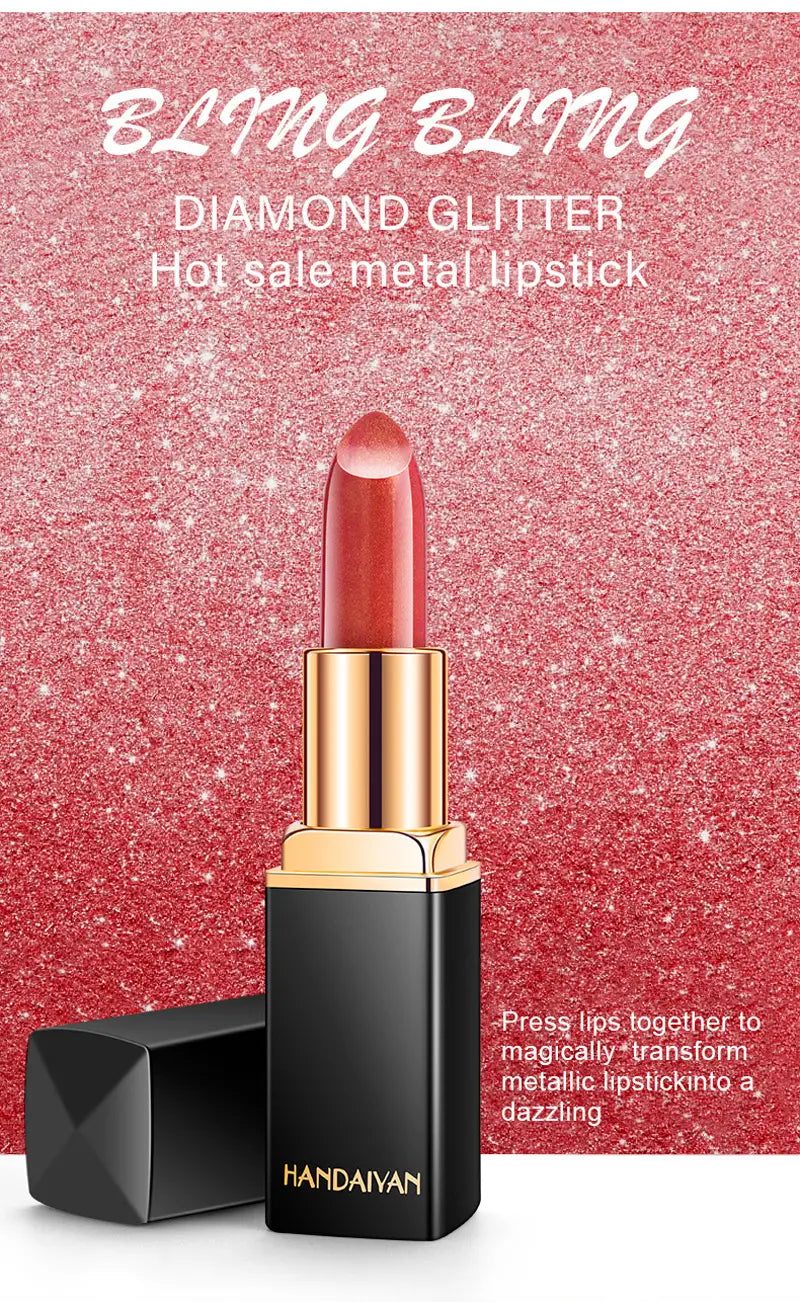 Perlmuttfarbener metallischer Goldlippenstift